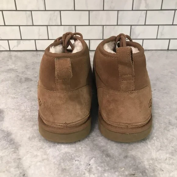UGG Neumel Chukka Boots Mens Size 14 Chestnut Suede Sheepskin Shoes Waterproof - Picture 3 of 9